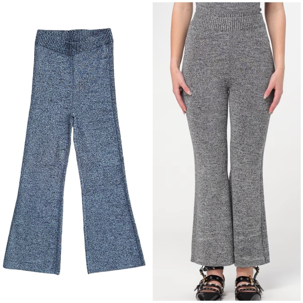 GANNI MELANGE Rib Knit Pants SMALL Cottagecore Academia Lagenlook Preppy